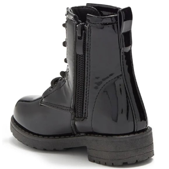 Mini Moda Kids Black Patent Combat Boots | Size 8 Toddler NIB - Picture 3 of 11